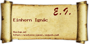 Einhorn Ignác névjegykártya