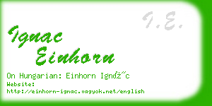 ignac einhorn business card